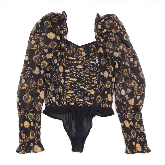 Free People Women's Brunch Date Body Suite Black Combo MD Sz S - Picture 4 of 10